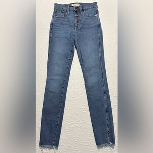 Madewell 10” High Rise Skinny Jeans Womens 25 Button Fly Raw Hem Blue